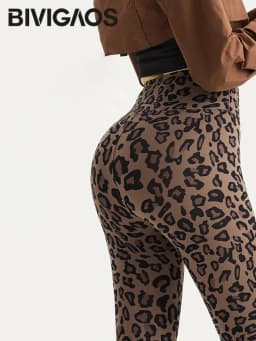 BIVIGAOS Spring Autumn Leopard Sharkskin Leggings Women High Waist Elastic Tight Sexy Yoga Leggings Slim Sports Fitness Leggings