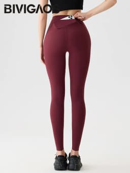 BIVIGAOS High Waist Back Pocket Sharkskin Leggings Women Tight Sexy Sports Fitness Leggings Spring Autumn Running Yoga Leggings