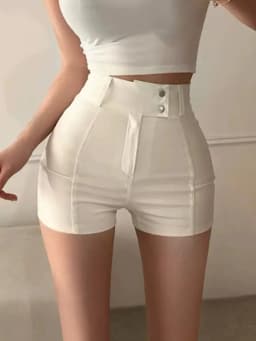 White Spicy Girl Short Pants Women Summer 2026 New High Waist Slim Fit Korean Style Versatile Elastic Slimming Butt Covering ...