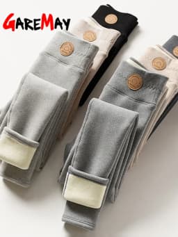 Women's Warm Leggings Soft with Fleece Thermal Pants Gray High Waist Leggings Skinny Thick Velvet Winter Leggings for Women