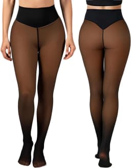 One Seam Fleece Lined Tights Fake Translucent Pantyhose Skin Tone Thermal Leggings Sheer Tights One Line Warm Base Layer