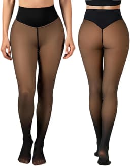 One Seam Fleece Lined Tights Fake Translucent Pantyhose Skin Tone Thermal Leggings Sheer Tights One Line Warm Base Layer