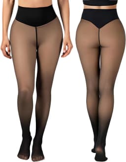 One Seam Fleece Lined Tights Fake Translucent Pantyhose Skin Tone Thermal Leggings Sheer Tights One Line Warm Base Layer