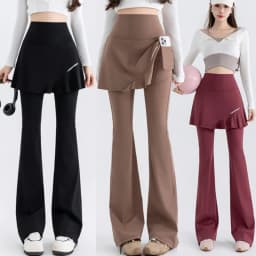 plus Size Micro Flared Yoga Pants Women's New Style Fatter High Waist Slimming Fitness Trousers Butt Covering Skirt Sports Pants