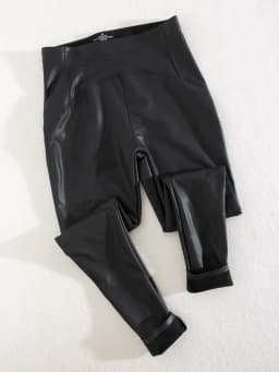 Winter Thin Fleece Pu Leather Leggings For Women High Waist Stretch Basic Faux Leather Pants Velvet Black PU Warm Legging Women