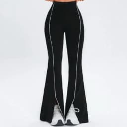 Line splicing simple flared pants for women slim split pants high elasticity hip lifting high waist running fitness yoga pants