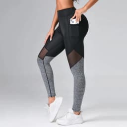 Seamless Sexy Mesh Spliced Leggings Women with Pocket Leggings High Waist Push Up Butt Gym Trainning Fashion Slim Yoga Tights