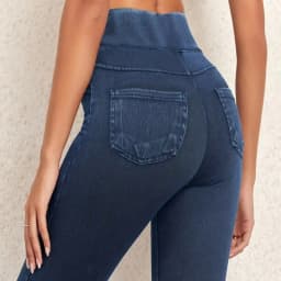Women's Faux Denim Yoga Leggings Fitness Stretch Leggings High Waisted Fashionable Skinny Tights Gym Workout Running Pants