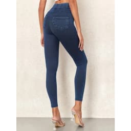 Women's Faux Denim Yoga Leggings Fitness Stretch Leggings High Waisted Fashionable Skinny Tights Gym Workout Running Pants