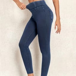 Women's Faux Denim Yoga Leggings Fitness Stretch Leggings High Waisted Fashionable Skinny Tights Gym Workout Running Pants