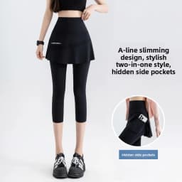 plus Size High Waist Yoga Pants Women's Sport Fitness Shorts Skirt Pants Running Exercise Tummy Control Seven-Five Length