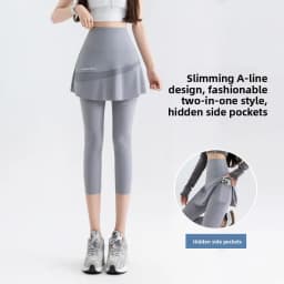 plus Size High Waist Yoga Pants Women's Sport Fitness Shorts Skirt Pants Running Exercise Tummy Control Seven-Five Length
