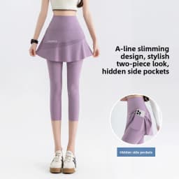 plus Size High Waist Yoga Pants Women's Sport Fitness Shorts Skirt Pants Running Exercise Tummy Control Seven-Five Length