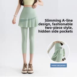 plus Size High Waist Yoga Pants Women's Sport Fitness Shorts Skirt Pants Running Exercise Tummy Control Seven-Five Length