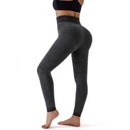 Women Ribbed Fleece Lined Leggings Stretch Slim Fit Ankel Length Sparkly Tights High Waist Winter Thermal Pants Tummy Control