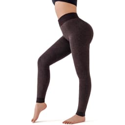 Women Ribbed Fleece Lined Leggings Stretch Slim Fit Ankel Length Sparkly Tights High Waist Winter Thermal Pants Tummy Control