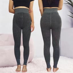 Women Ribbed Fleece Lined Leggings Stretch Slim Fit Ankel Length Sparkly Tights High Waist Winter Thermal Pants Tummy Control
