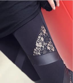 Spring Autumn Leather workout Leggings Hot Charming Warm Cheap Lace legins Sexy PU Leggins Skinny Stretch Splicing Pants