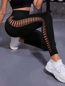 Sexy Hollow Black Seamless Leggings Women Fitness Leggings Gym Yoga Pants High Waist Yoga Pants Sports Female Clothing
