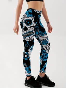 Qickitout Leggings Fitness Slim Women's colorful skull mas Legging Sexy Fashion Stretch Digital Print Pants Cool Trousers