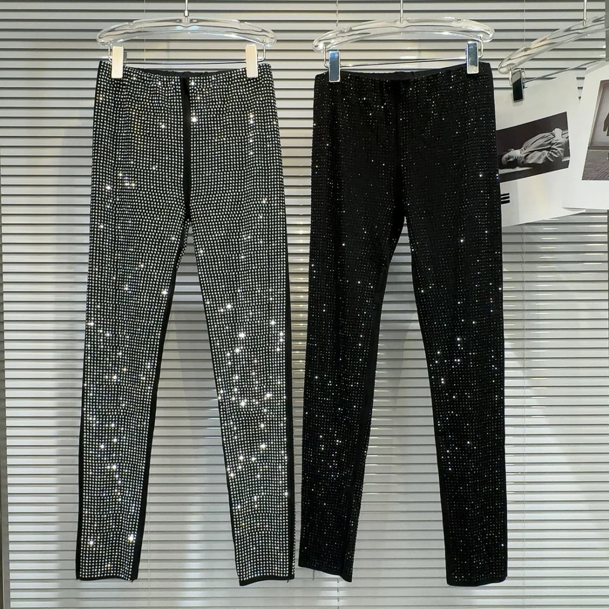 Dark Sexy Trendy Slim Fit Rhinestone Base Layer Pants for Women Autumn 2026 New Arrival Fashion plus Size Bottoms