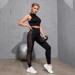 Women Push Up Yoga Leggings High Waist Seamless Fitness Legging Gym Black Mesh Run Workout  Sports Pants