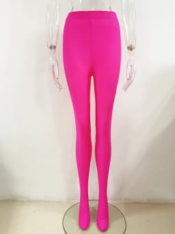HIGH STREET Newest 2026 Designer Fashion Women's Stretchy Leggings Pants Fluorescent Hot Pink