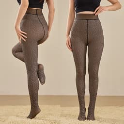 1 Pair Fleece Lined Tights Women Thermal Leggings Sheer Pantyhose Fake Translucent Warm Winter Tight Sexy Leopard Pattern Tights