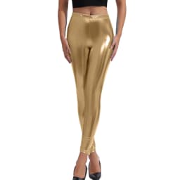 Women's Stretchy Faux Leather Leggings Sexy Metallic Color Wetlook High Waisted Tights Leggongs Slim Fit Clubwear Summer Pants