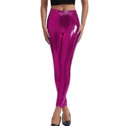 Women's Stretchy Faux Leather Leggings Sexy Metallic Color Wetlook High Waisted Tights Leggongs Slim Fit Clubwear Summer Pants