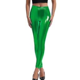 Women's Stretchy Faux Leather Leggings Sexy Metallic Color Wetlook High Waisted Tights Leggongs Slim Fit Clubwear Summer Pants