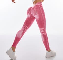 Women V Back Jean Leggings Gym Fitness Athletic Workout Elastic Leggins Leggins Good Elastic Yoga Pants Sports Training Tights