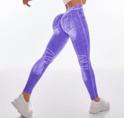 Women V Back Jean Leggings Gym Fitness Athletic Workout Elastic Leggins Leggins Good Elastic Yoga Pants Sports Training Tights