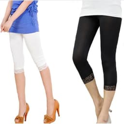 Thin Design Summer Short Leggings Women Lace Jeggings Cropped Basic Pants Push Up Capris Skinny Leggin Girl Black White Plus