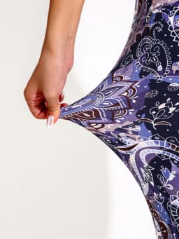 Purple Flower Print Casual Tight Pants For Women High Elasticity Fitness And Yoga Pants Sexy Nine Point Pencil Pants