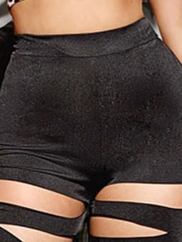 New European Style High Waist Strap Design Leggings Black Cross Binding Waist Slim Nine-point Pants Sexy Skintight Pants Women