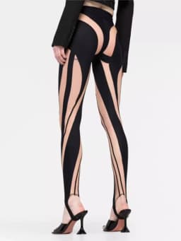 DEAT Fashion Women‘s High Waist Elastic Leggings Vertical Stripes Patchwork Gauze Trousers Female Summer 2024 New Tide WW969