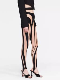 DEAT Fashion Women‘s High Waist Elastic Leggings Vertical Stripes Patchwork Gauze Trousers Female Summer 2024 New Tide WW969