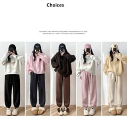 Pink Fleece Sports Pants for Women Autumn and Winter Thick Warm Cotton Pants Small Stature Ankle Binding Fleece Sanitary Pants