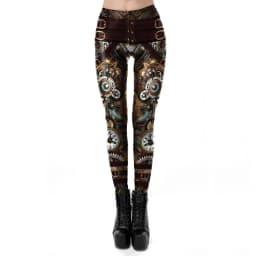 NADANBAO Steampunk Series Leggings Fashion Retro Gear Machinery Print Trousers Women Sexy Elastic Pants Fitness Slim Leggings