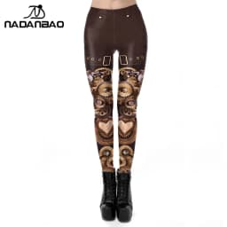 NADANBAO Steampunk Series Leggings Fashion Retro Gear Machinery Print Trousers Women Sexy Elastic Pants Fitness Slim Leggings