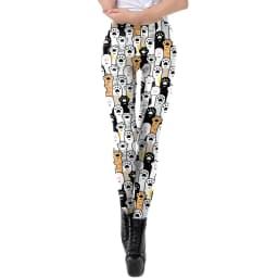 NADANBAO New Cartoon Women Leggings Cat Print Elastic Fitness Leggins High Quality Polyester Mid Waist Legins Spring