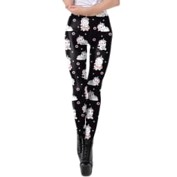 NADANBAO New Cartoon Women Leggings Cat Print Elastic Fitness Leggins High Quality Polyester Mid Waist Legins Spring