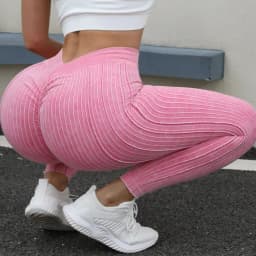 Women Striped Leggings V Back Fashion Gym Outdoor Fitness Athletic Workout Elastic Leggins Yoga Pants Sports Training Tights