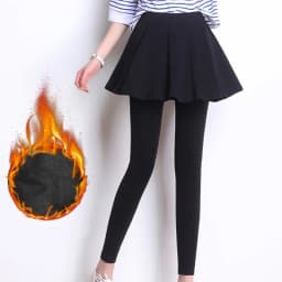Women Pleated Skirts Leggings Thickened Plush Winter Warm Pants Thermal Tight Trousers Leggins Pantalones Streetwear 4XL