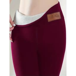 Fleece Lined Thermal Leggings Women Winter Leather Label Tights High Stretch Warm Fleece Lined Pants Outdoor Wear Cold Weather