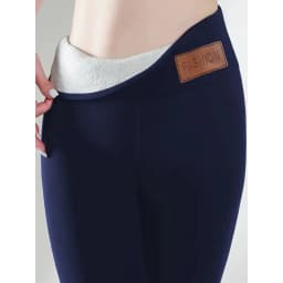 Fleece Lined Thermal Leggings Women Winter Leather Label Tights High Stretch Warm Fleece Lined Pants Outdoor Wear Cold Weather