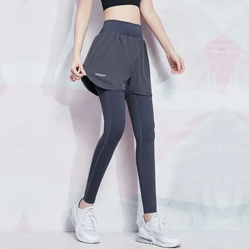 Women's High-Waist Booty Lifting Leggings - Fake Two Pieces Yoga Pants with Stretch, Quick-Dry & Street-to-Gym Trainning Pants