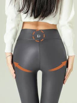 Plus Velvet Skinny Leather Leggings Stretch High Waist Leather Pants Elastic Trousers Women Black Sexy Keep Thermal Pants