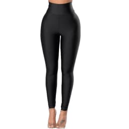 Women Gym Yoga Dance Running Cycling Sports Pants Pure Color Shiny Metallic Stretchy Leggings Pants